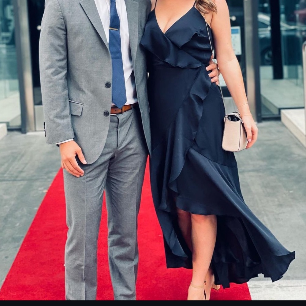Express Midi Navy Satin Dress